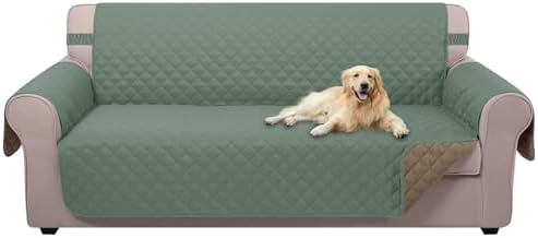 U-NICE HOME Large Sofa Cover Reversible Couch Cover, Greyish Green/Taupe by U-NICEHOME