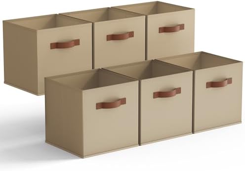 GRANNY SAYS Cube Storage Bins, 11 Inch Cube Organizers, Khaki, 6-Pack by GRANNYSAYS