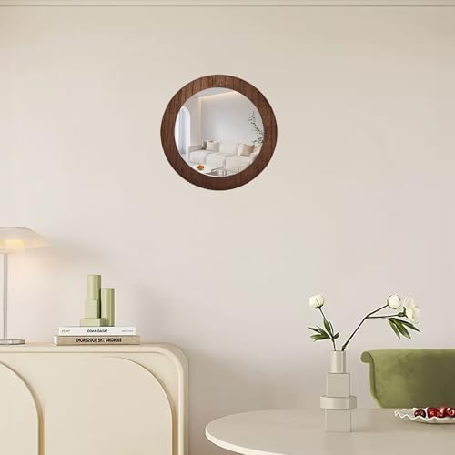 3 PCS Wood Wall Acrylic Mirrors Decor, 8'' Round Rustic Farmhouse Mirror - Image 6