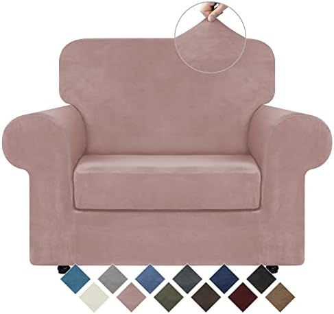 WEERRW Velvet Stretch 2 Pieces Chair Sofa Slipcovers Washable, Pink by WEERRW