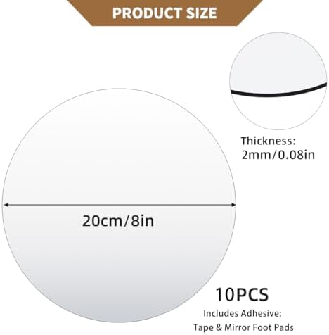 8" Round Mirror Centerpieces for Tables Decorations, 10 Pack Acrylic Circle Mirror Tray Candle Plate 2mm Thickness Mirror Centerpiece Table Decorations for Wedding Decorations Party, Wall Decor - Image 3