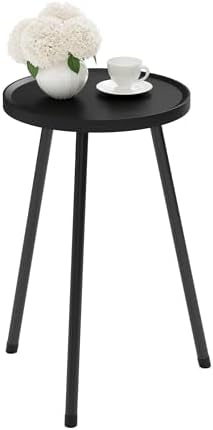 Small Couch Side Table, Drink Table, Mini Round End Table, Coffee Table, Snack Table for Small Spaces, Living Room, Bedroom, Sofa LET520BK - Image 6