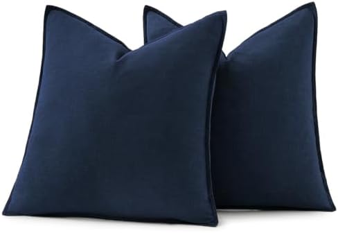 MIULEE Decorative Linen Pillow Covers 22x22 Inch Navy Blue - Image 6