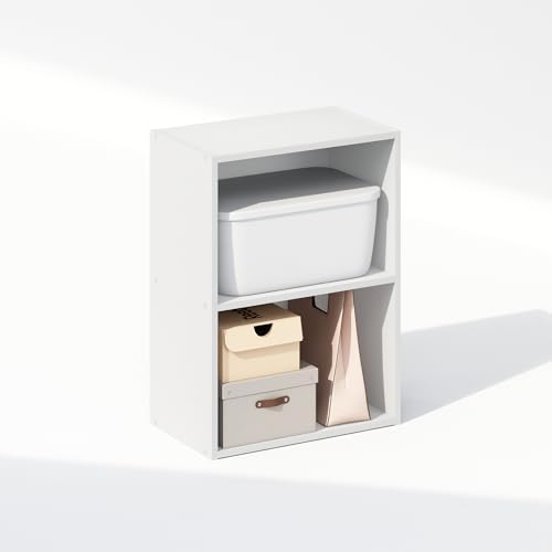 Furinno Reed Closet Organizers and Storage, 2-Tier Closet Organizer, Open Shelf Closet Storage, for Wardrobe, Bedroom, Living Room, White by Furinno-FitsYourSpaceFitsYourBudget