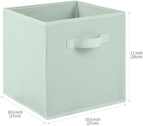Stero Fabric Storage Bins 6 Pack Fun Colored Durable Storage Cubes with Handles Foldable Cube Baskets for Home, Kids Room, Closet and Toys Organization Cyan, Green, Yellow - Image 2