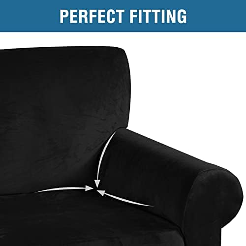H.VERSAILTEX Stretch Velvet Sofa Covers Large Couch Covers Sofa Slipcovers with Non Slip Straps Underneath The Furniture, Feature Thick Comfy Rich Velour (XL Sofa, 98"-105", Black) - Image 4