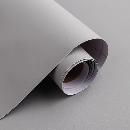 15.7" x 787" Grey Peel and Stick Wallpaper Solid Wallpaper Grey Peel and Stick Wallpaper Matte Contact Paper for Cabinet Self Adhesive Wallpaper for Kitchen Countertops Wall by Micpolo