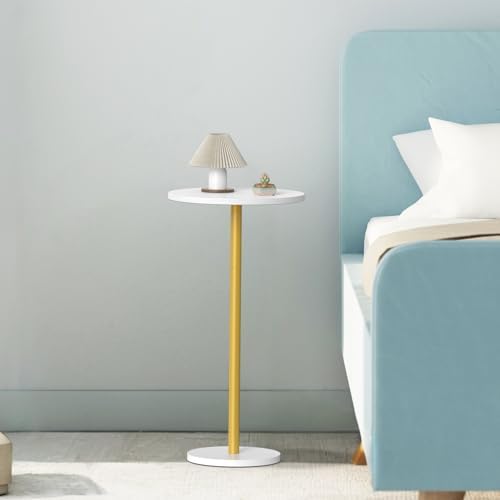 White Small Round Side Table Set of 2 Drink Tables - Image 5
