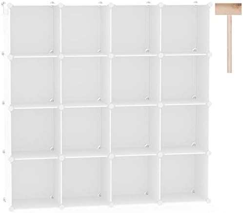 C&AHOME 16 Cube Storage Organizer Cube Shelves Units Storage Cubes, Milky by CAHOME
