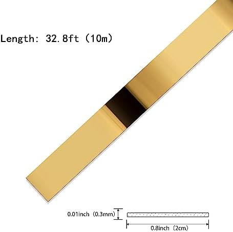 Gold Metalized Mirror-Like Finish Molding Trim, Peel and Stick Strip for Mirror Frame, Wall, Fireplace and Home DIY Decoration (32.8 ft x 0.8 inch) - Image 2
