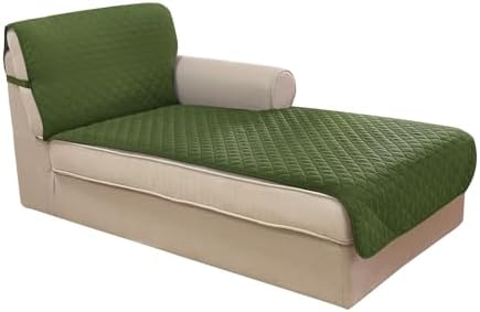 U-NICE HOME Sectional Couch Cover Chaise Lounge Cover, Huntergreen/Sage by U-NICEHOME
