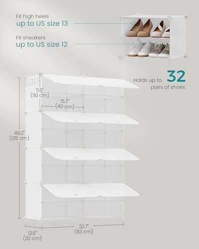 SONGMICS Shoe Rack, 8-Tier with Doors, 32-Pair Storage Cabinet - Image 3