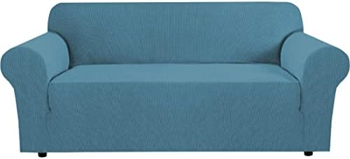 H.VERSAILTEX Stretch Sofa Covers Washable 3 Seat Couch Covers Sofa Slipcovers for Living Room Feature Thick Checked Jacquard Fabric with Elastic Bottom, Sofa Large - Storm Blue by HVERSAILTEX