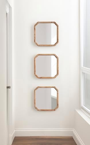 Kate and Laurel Marston Modern Wooden Square Wall Mirror Set, Set of 3, 12 x 12, Rustic Brown, Decorative Three-Piece Mirror Set for Use as Bathroom Mirror Decor or Gallery Wall Mirrors - Image 3