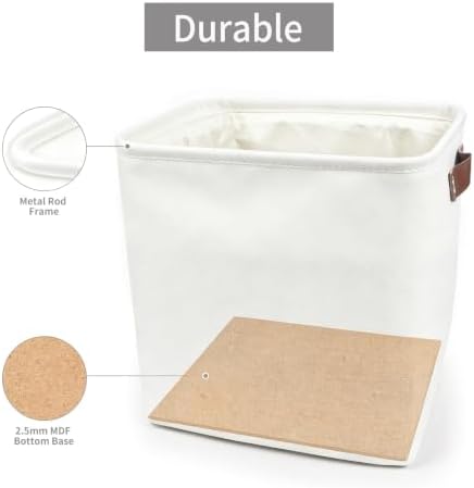 Bagnizer Collapsible Fabric Storage Cubes 11x11 Cube Storage Bins, 4 Pack Closet Baskets Box with Handles for Organizing, Shelf, Toys, Clothes, Home, Office, Nursery (White) - Image 5