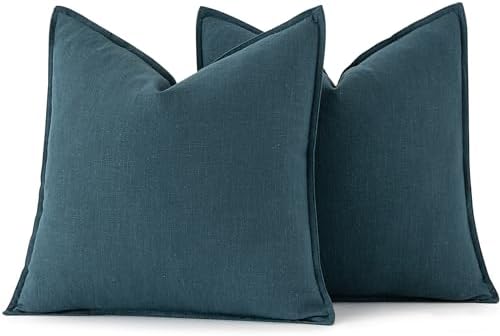 MIULEE Decorative Linen Pillow Covers 18x18 Inch Blue - Image 6