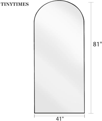 81''x41'' Oversized Full Length Mirrors, Arched Floor Mirror with Stand, Full Body Large Standing Mirror/Leaning/Hanging Wall Mounted for Living Room, Bedroom, Black - Image 2
