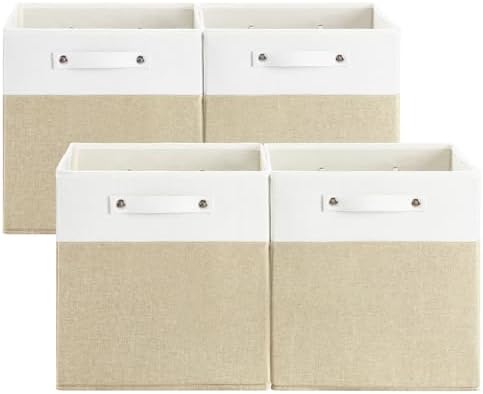 FinishingBo 13x13x13 Storage Cube Bins 4 Pack, Cube Shelf Baskets by SimplifySpaceSimplifyLife