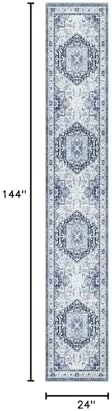 Madane Washable Runner Rugs 2x12 Long for Hallway Kitchen Soft, Navy/White - Image 2