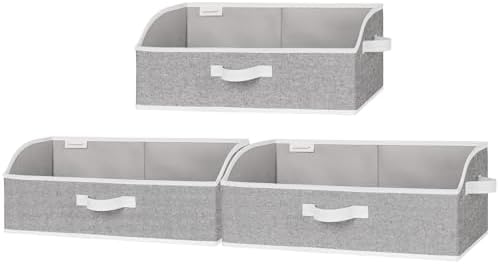 StorageWorks Closet Storage Bins Trapezoid, Gray, Large, 3-Pack by StorageWorks