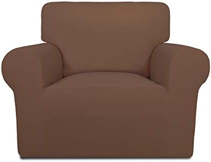 PureFit Super Stretch Chair Covers Fleece Couch Covers for Sofa Brown by PureFit