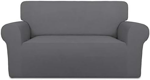 PureFit Stretch Loveseat Covers Fleece Couch Covers for Sofa Gray by PureFit
