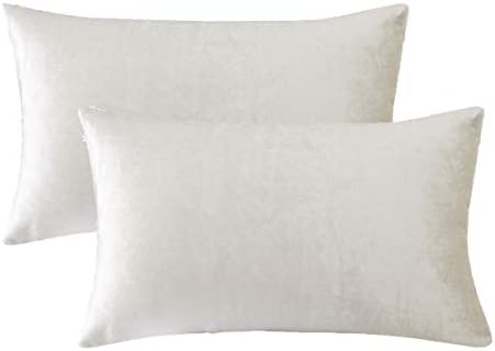 GIGIZAZA White Velvet 12x20 Lumbar Decorative Throw Pillow Covers Cases for Sofa Bed 2 Pack Soft Cushion Cover - Image 2