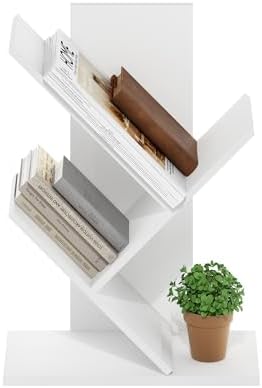 Furinno Tree Book Shelf, 3-Tier Bookshelf with Angled Open Shelf, Tree Bookcase for Room Decor, 8.4 x 15.7 x 21.3, for Organization and Storage, for Living Room, Bedroom, Home Office, White - Image 6