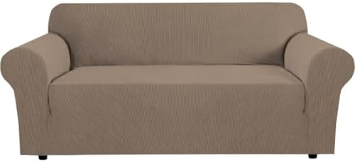 H.VERSAILTEX Stretch Couch Covers for Sofa 1 Piece Slipcovers for Couches and Sofas 3 Seater Couch Cover Feature Thick Checked Jacquard Fabric with Elastic Bottom(Sofa 72"-88" Wide, Macchiato) by HVERSAILTEX