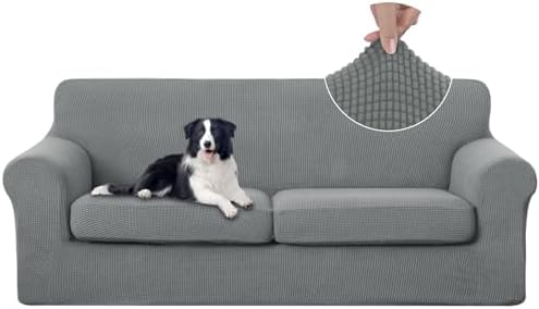 U-NICE HOME 3 Pieces Stretch Couch Cover Sofa Slipcover, Grey by U-NICEHOME