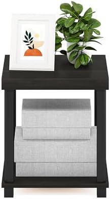 Furinno Turn-N-Tube Toolless 2-Tier Side Table, Thick Tabletop, Espresso - Image 5