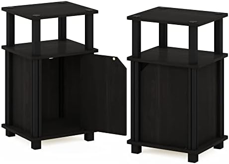 Furinno JUST 3-Tier Telephone Table with Cabinet, Set of 2, Espresso - Image 5