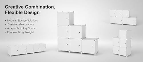 6Cube Storage Organizer Modular Stackable with Doors White - Image 5