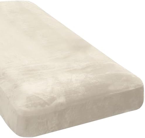 H.VERSAILTEX Velvet Stretch Individual Chaise Cover Sectional Couch Covers for L Shaped Sofa Both Left/Right Furniture Protector Seat Cushion Sofa Cover (1 Piece Chaise Cover, Ivory) by HVERSAILTEX