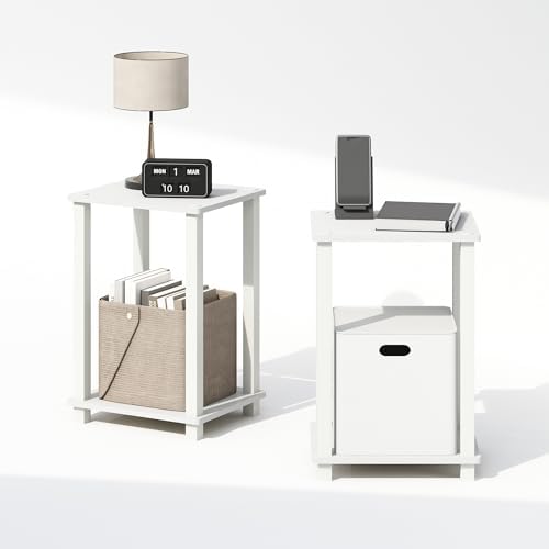 Furinno Simplistic Set of 2 Toolless 2-Tier Night Stand, White - Image 7