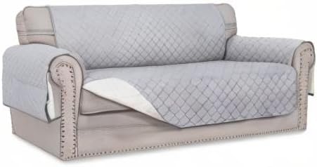 Easy-Going Reversible Couch Cover, 2 Cushion Sofa, Light Gray/Ivory - Image 7