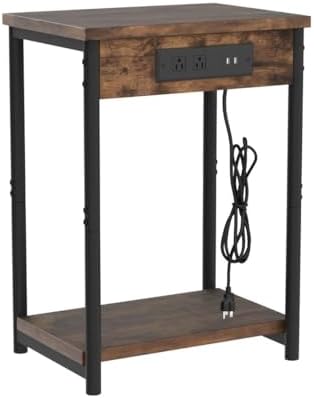 TUTOTAK Night Stand with Charging Station, Set of 2, End Table, Side Table with USB, 21.8”H Nightstand with Storage Shelf, Sofa Couch Table TB01BB029 (2 pcs) - Image 5