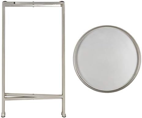 Kate and Laurel Celia Round Metal Foldable Accent Table with Tray Top, 14" x 14" x 25.75", Silver - Image 5