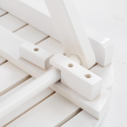 Outdoor Small Table, Round Folding Wooden Patio Side Table Furniture End Table for Adirondack Chair, Balcony, Porch, No Assembly Required, White - Image 5
