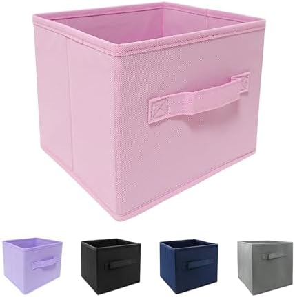 EBIGIC Collapsible fabric Storage bins,cube storage organizer 10.5 * 10.5 * 11 inch,For home and office Collapsible Closet Shelf Organizers, Drawer Organizers(Pink) by EBIGIC