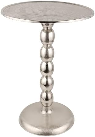 CLEENTABLE Sunburst Spiral Round Side Table, Metal, Silver, 21" H x 15" W by CLEENTABLE