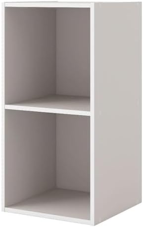 Homes: Inside + Out Apexa 2-Cube Storage Organizer Shelves, Stackable Wood Bookcase Fits Cubby Bins for Organization, Dorm Teen Room Decor & Home Office, Taupe Grey by HOMESInsideOut