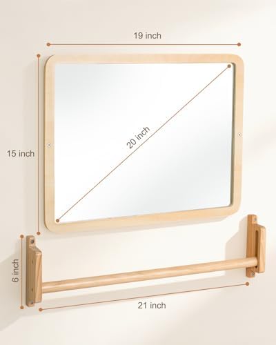 Montessori Mirror with Bar – Adjustable Baby Pull Up Bar, Anti-Rotation Design & Acrylic Safety Baby Mirror for Wall – Tummy Time, Pull to Stand Toys for Infant Toddler Nursery - Image 6