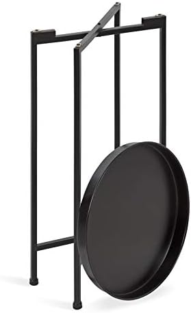 Kate and Laurel Celia Round Metal Foldable Accent Table with Tray Top, Black - Image 6