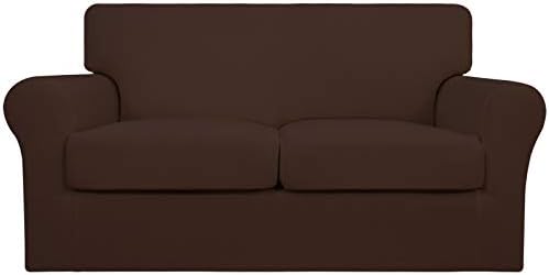 Easy-Going 3 Pieces Stretch Soft Couch Cover for Dogs - Washable Sofa Slipcover for 2 Separate Cushion Couch - Elastic Furniture Protector for Pets, Kids (Loveseat, Coffee, Medium) by Easy-Going