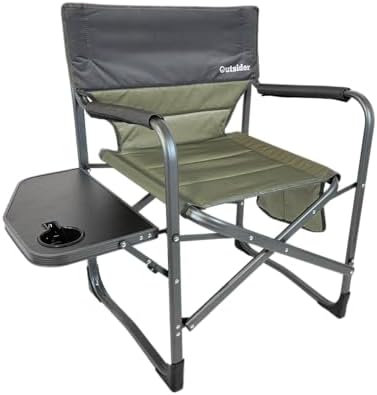OUTSIDER Portable Directors Camping Chair, Lightweight Folding Aluminum Outdoor Chair with Side Table and Storage Pouch for Camping, Lawn, Sports and Fishing, Heavy Duty Supports 350lbs by Outsider