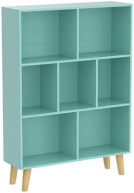 LEYAOYAO Cube Bookshelf, Mid-Century Modern Book Shelf with Legs, Green - Image 4