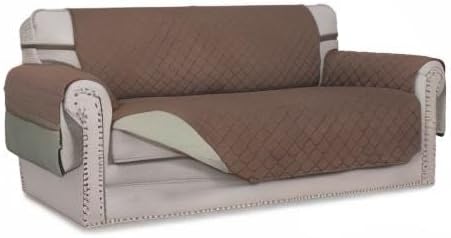 Easy-Going Sofa Slipcover Reversible Loveseat Sofa Cover Couch Cover for 2 Cushion Couch Furniture Protector with Elastic Straps for Pets Kids Dog Cat (Oversized Loveseat, Brown/Beige) - Image 7