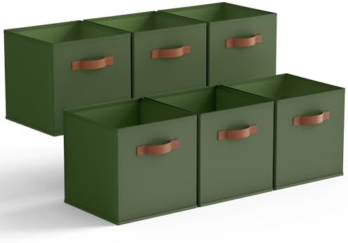 GRANNY SAYS 11 Inch Cube Storage Bins, Cube Organizer, Olive Green, 6-Pack by GRANNYSAYS