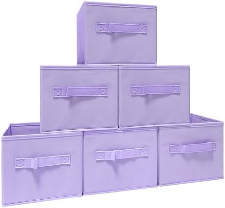 EBIGIC purple storage bins [6 Pack] 9.0"x7.5"x7.5",Mini Storage Box Fabirc Foldable Closet Toy Organizer Collapsible Cloth - Image 7